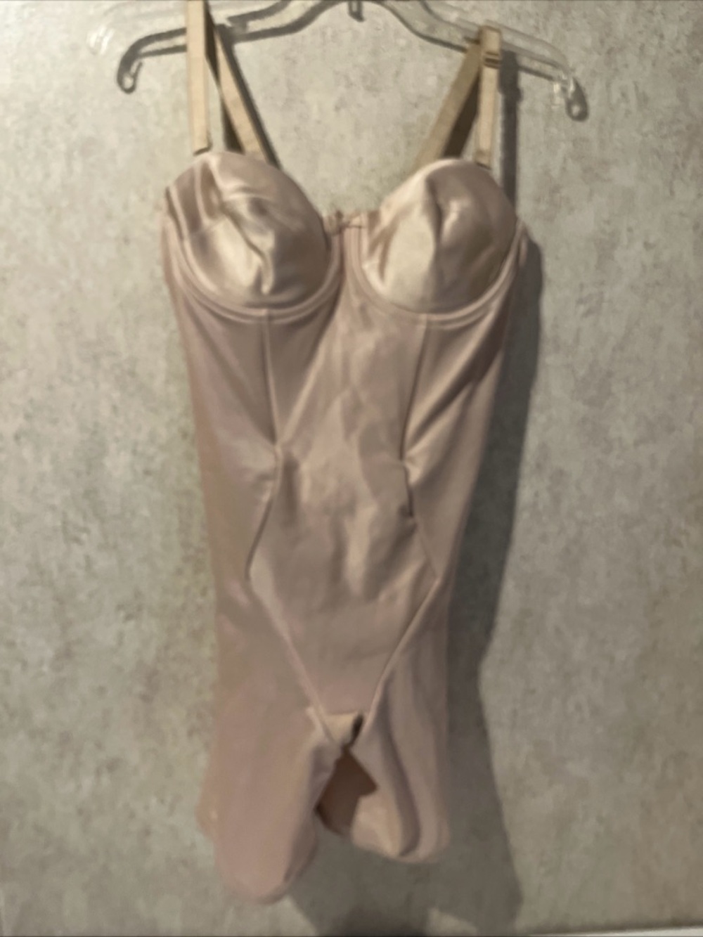 Miraclesuit Full Body Shapewear Beige 38B One Piece Adjustable Straps Crotchless
